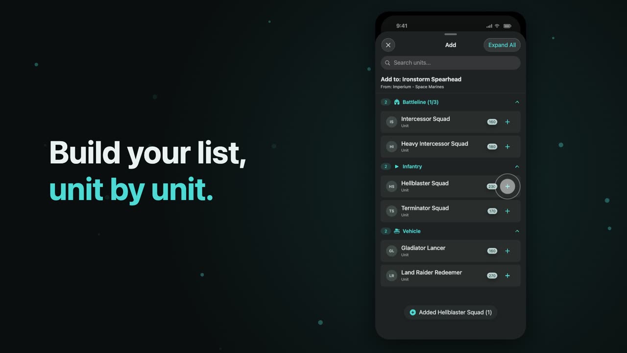 Forces showreel: build your list, unit by unit